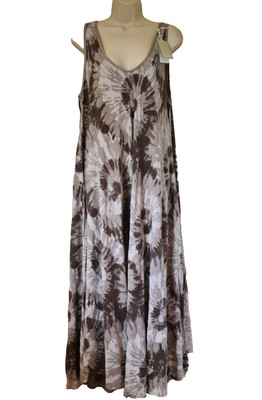 Woman's Summer Dress UK 10-16 Italian Tie Dye Beach Holiday Mocha Brown ...