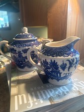Blue Willowware Cream and Sugar Set, 1950's, Great Condition, Made in Japan