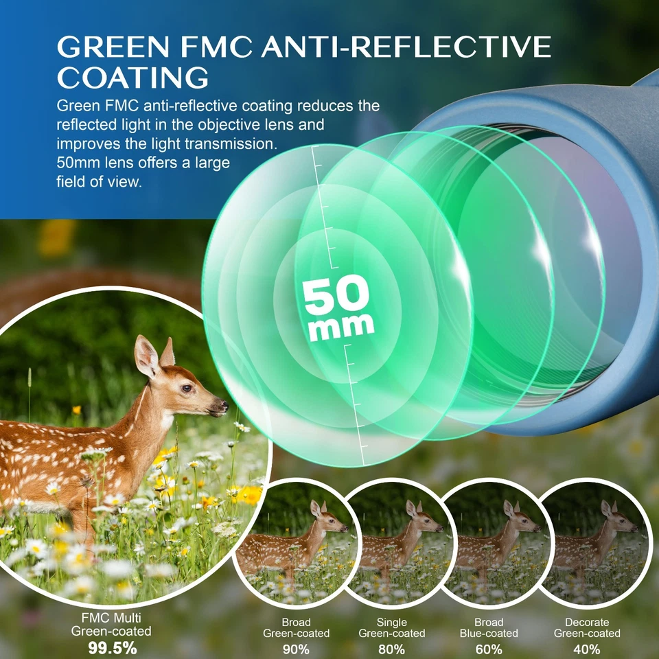 10X50 Marine Binoculars with Rangefinder Compass FMC Lens Bak4 Prism Waterproof - Image 3 of 4