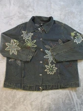 Venezia Denim Jacket Womens XXL Cowboy Western Rodeo Floral Embroidered Applique