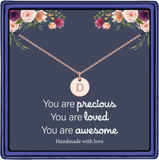 Disc Initial Necklaces for Girls Women - 14K ...
