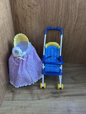 Happy Family Barbie  Baby Bassinet & Stroller #p