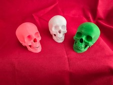 Halloween Miniature Human Skulls 3 Pack, Pink, White, and Green