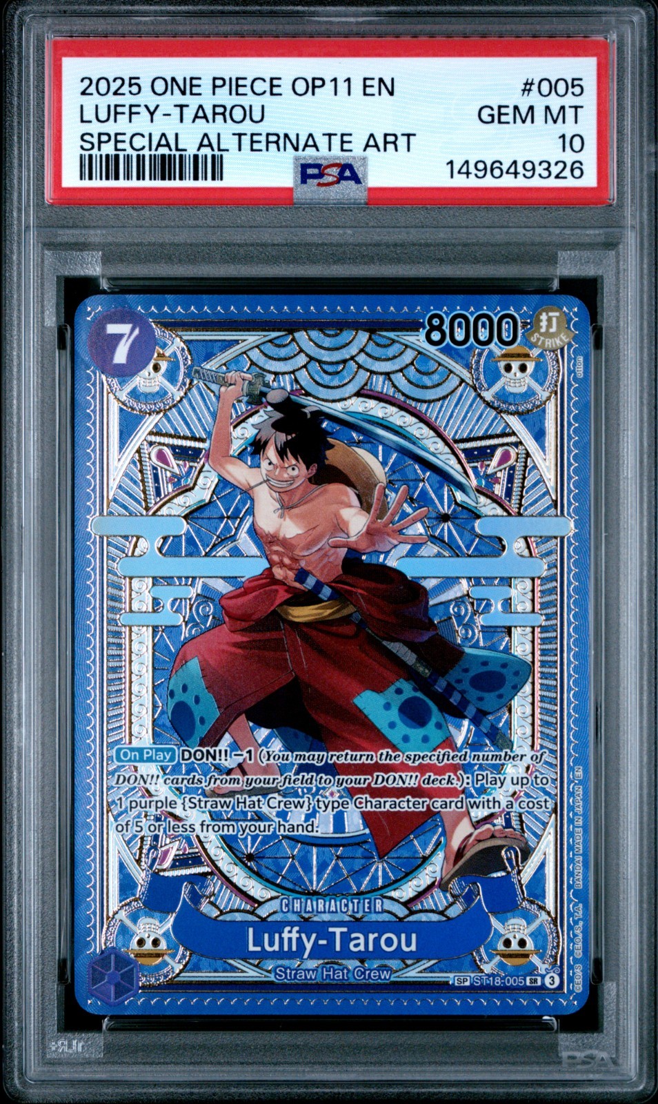 PSA 10 Luffy-Tarou SP Alt Art A Fist of Divine Speed ST18-005 EN One Piece