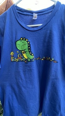 Stitch Punk Dinosaur T shirt Size XL Blue Building Blocks Shirt Woot!