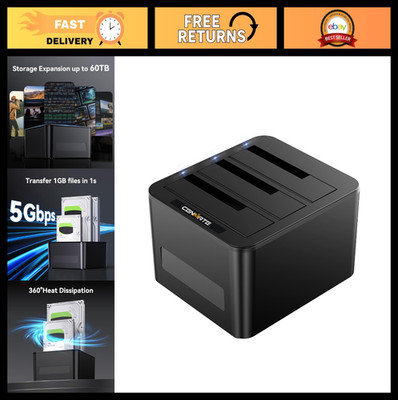 3 Bay Hard Drive Enclosure for 2.5''/3.5'' SATA HDD/SSD, USB A/C 3.0, Hot Swappabl
