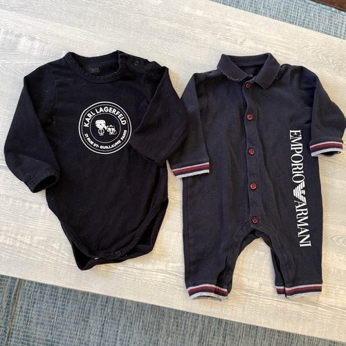 Set: (2) Emporio Armani + Karl Lagerfield designer baby boy clothes -3 month old - Picture 10 of 10