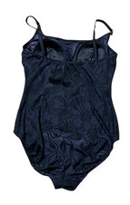 Longitude Black Floral One Piece Swimsuit Size 12 Underwire Tummy Control Retro