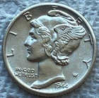 1944 - D Mercury Dime Silver high grade MS+ FB. NICE!