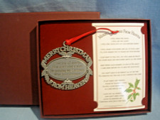 NEW~"MERRY CHRISTMAS FROM HEAVEN" ORNAMENT~PEWTER~POEM~2"X3"