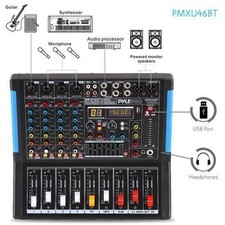 Pyle 4 Ch. Studio DJ Controller Audio Mixer w/Equalizer, MP3/CD Player PMXU46BT