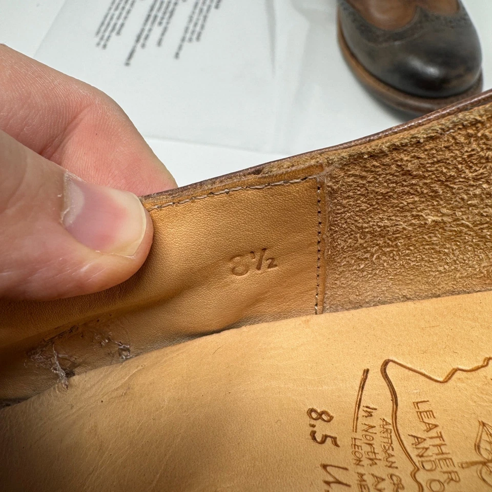 Bed Stu Womens 8.5 USA Artisan Crafted Leather Wingtip Fringe Cobbler Shoes EUC - Image 4 of 4