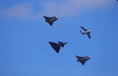 Original colour slide J.35J Draken, JA 37 Viggen & J.29F Tunnen of Swedish AF