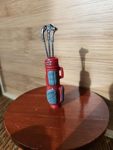 Dollhouse Miniature 1:12 Golfing Bag with Metal Clubs Golf Set Accessories