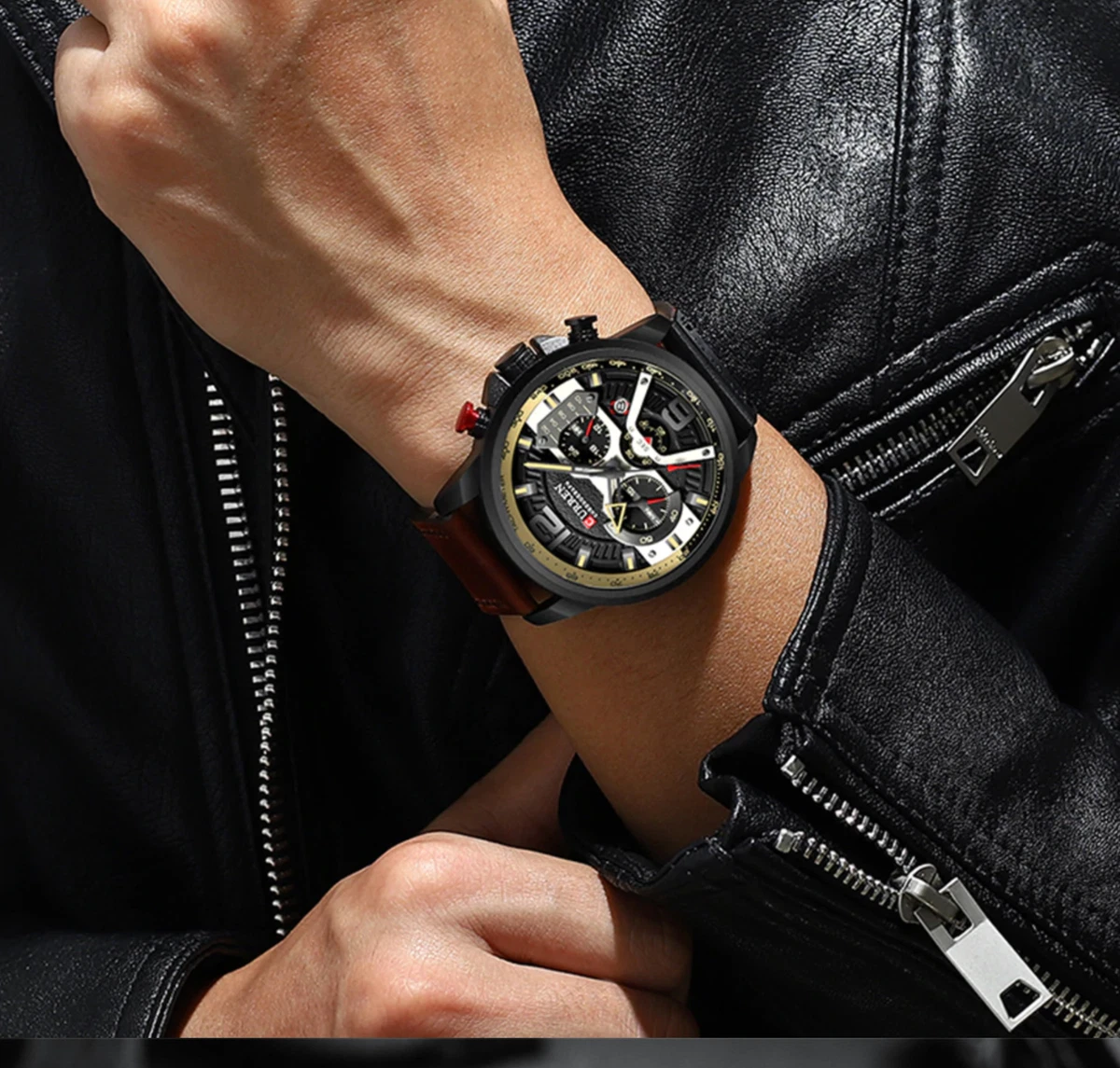 Curren casual sport watches for men blue top brand luxury military leather wrist watch man clock fashion chronograph wristwatch sales