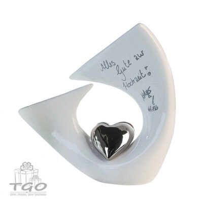 Gilde Casablanca Skulptur Balanca Heart aus Keramik weiß-96328