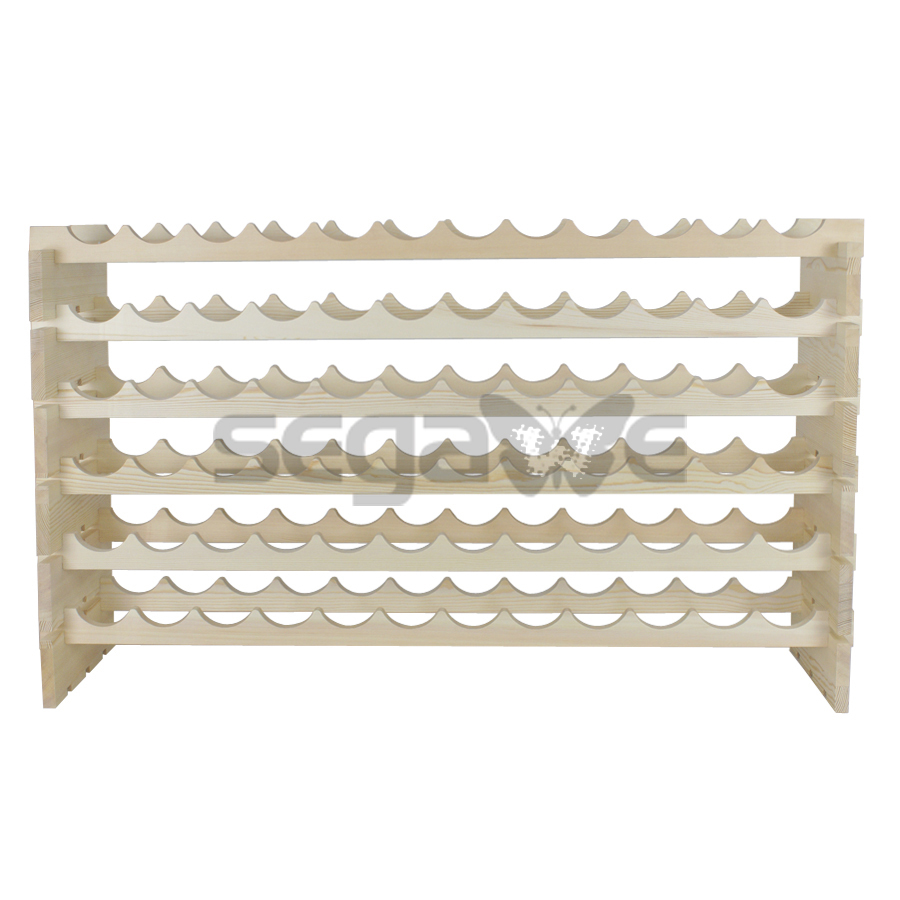 Holder Stackable Storage 72 Bottles Wine Rack 6 Tier Solid Wood Display ...