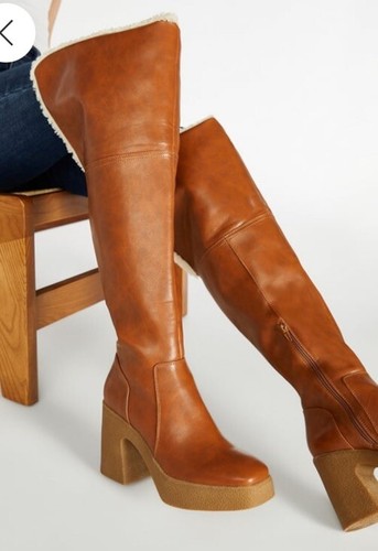 Botas Just Fab Parker Sherpa Forradas Tacón Sobre la Rodilla Talla 7.5 Nuevas en Caja AZ-18270 - Imagen 9 de 10