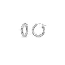 3x15mm Twist Round Click-Top Polished Sterling Silver Small Hoop Earrings