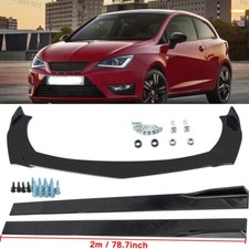 For Seat Ibiza MK4 6J 2008-2015 SUV Side Skirt＆Front Bumper Lip Spoiler Splitter