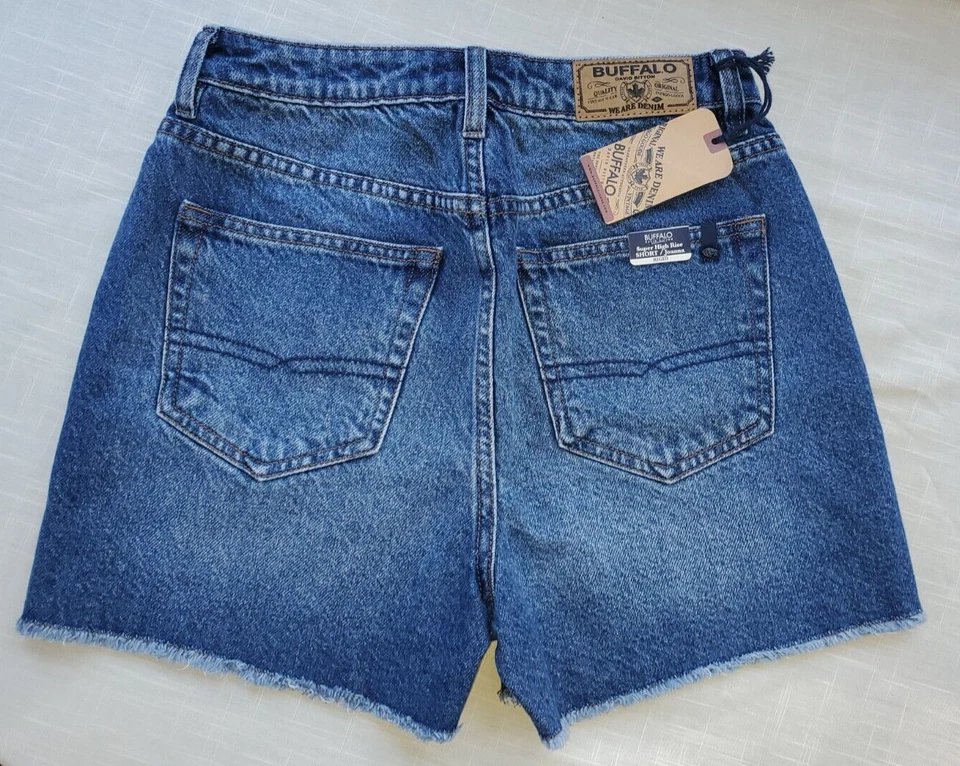 Jean Shorts Size 26 Waist Super High Rise Indigo Blue Joanna Rigid by Buffalo - Image 2 of 4