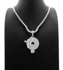 Iced Silver PT ROCAFELLA Pendant & 16" 18" 20" Rhinestone Chain Fashion Necklace