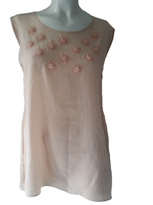 HALLHUBER DONNA Shirt aus Seide hellpuder mit Perlen Gr. 36--UK8***NEU(128)
