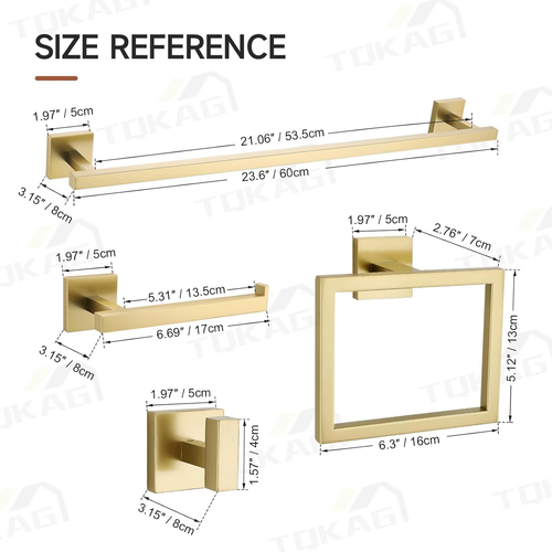 5-teiliges Badaccessoires Set Gebürstet Gold Badbeschlag Set SUS304 Beize - Bild 7 von 9
