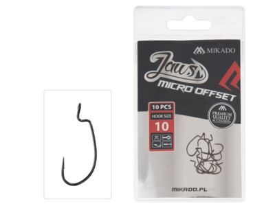 NEW Mikado Jaws Micro Offset 10pcs Barbed Hooks for Baits and Lures