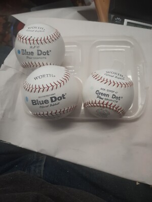Lot of 2 Worth Blue Dot  and 1 Green Dot Softballs