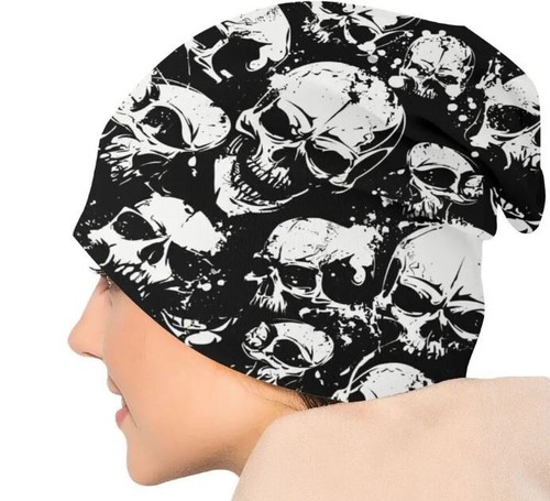 Totenkopf Beanie Skullie Hut Kappe Mütze Schädel Skelett - Picture 2 of 4