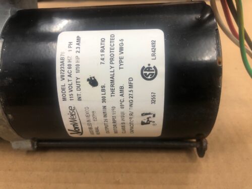 Von Weise V07233AB76 115V 1/10hp 7.4:1 Ratio Motor Midmark Medical Bed Actuator - Picture 2 of 4