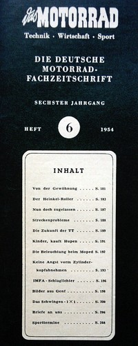 Das Motorrad 6/1954, Heinkel Tourist, IFMA Schlaglichter, die Zukunft der TT  - Bild 2 von 4