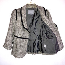 CLASSIQUES ENTIER size S Neutral Blazer Peplum Fully Lined Jacket Over-Top Tweed