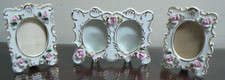 3 Porcelain Small Picture frames Lefton & Norcrest White & Gold W/Roses  Vintage