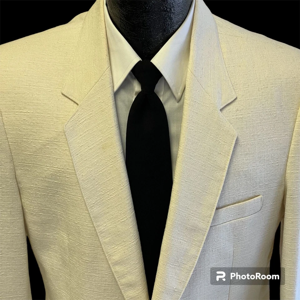 50's Style Cotler White Linen ATOMIC FLECK Sport Coat ROCKABILLY Jacket Blazer - Image 2 of 4