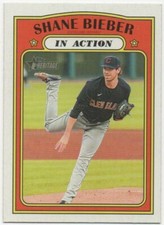 Shane Bieber 2021 TOPPS HERITAGE In Action Base #48 Indians