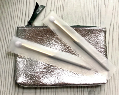 COMPLEX CULTURE Eyeshadow Precision Eyelid TWO EYE BRUSHES (2) + IPSY Silver BAG