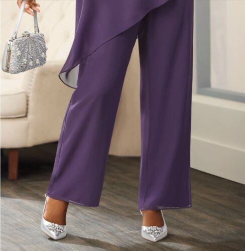 2X PLUS Ashro Purple Formal Dress Wedding Church Easter Imani Pant Suit Outfit - Picture 3 of 5