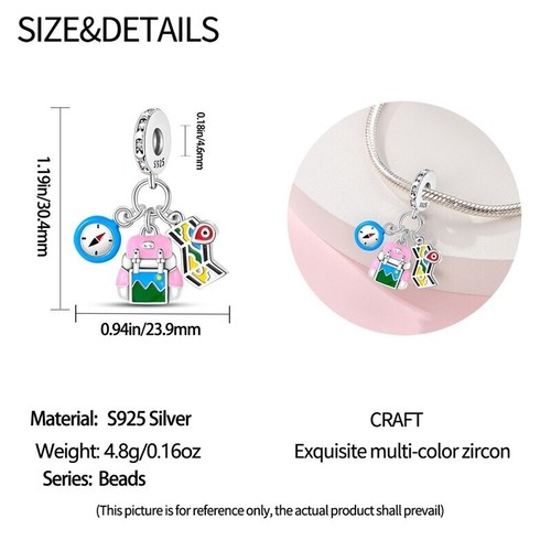 KUNSIR 925 Sterling Silver Beads Charm Food Charm Pendant For Bracelet DIY Charm - Picture 46 of 126