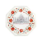 12" Marble Table Top Taj Mahal Inlay Work Handmade Craft For Home Decor