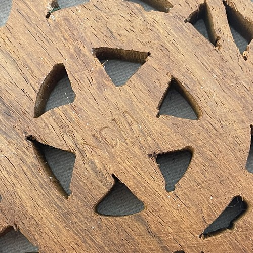 Vintage Boho handgeschnitzt Holz Untersetzer Pflanzenständer Erhöhung Wandkunst Dekor Floral Indien - Bild 4 von 8