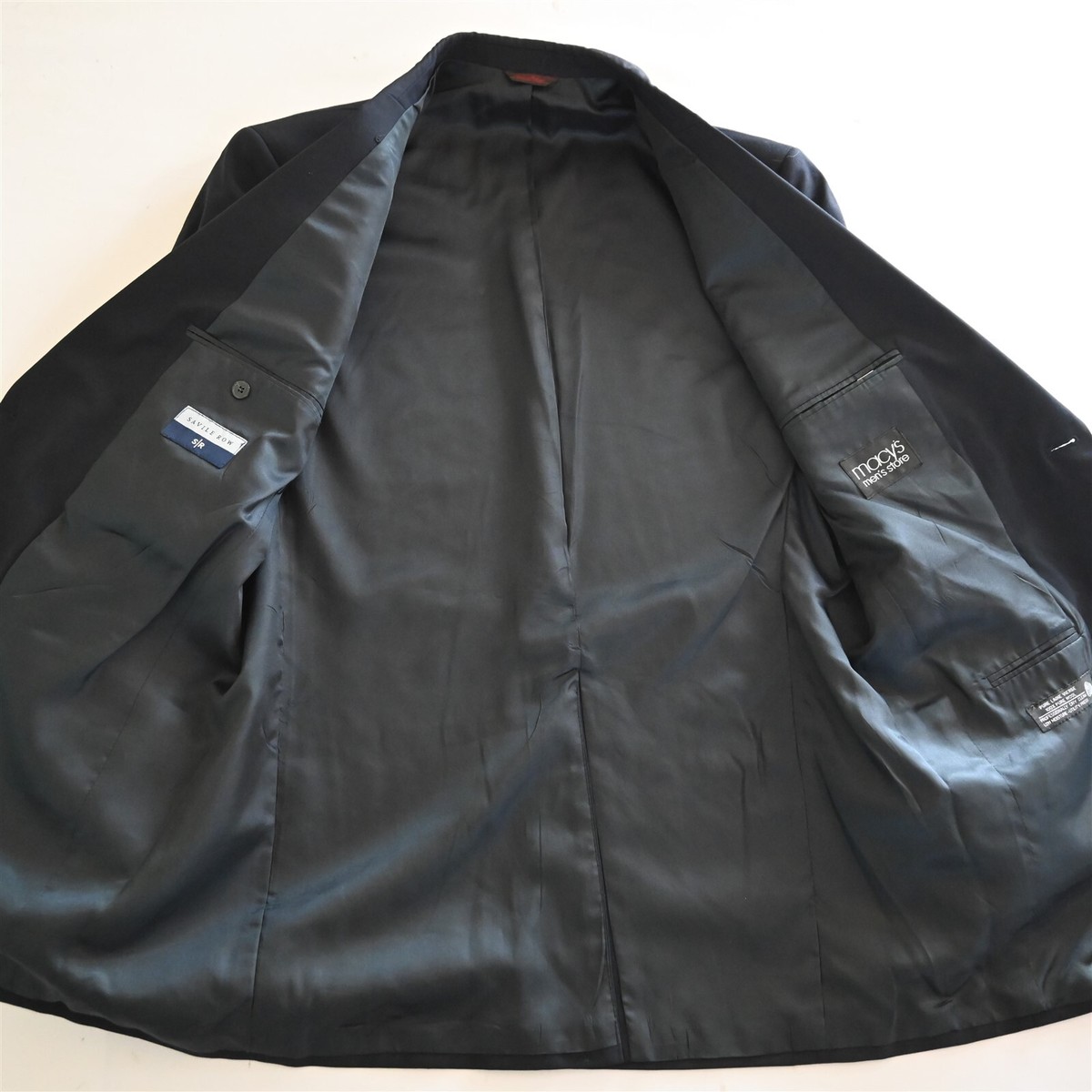 Savile Row 42L Navy Blue Gold Button 100% Wool Blazer Suit Jacket
