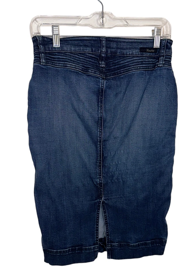 Falda lápiz vaquera Anthropologie Level 99 para mujer talla 25 bolsillos lavados oscuros Foto 2 de 4
