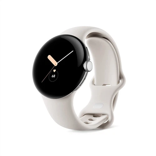 Google Pixel Watch 41mm Polished Silver Stainless Steel Case with Chalk Active Band Wi-Fi GA03182-US