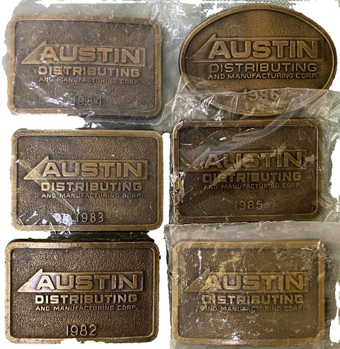 Vintage Austin Distributing Manufacturing Corp Brass Belt Buckle 1980’s New NOS