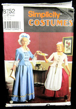 Colonial Victorian Costume 18th-19th Century Size 4 6 8 Simplicity 8752 Uncut