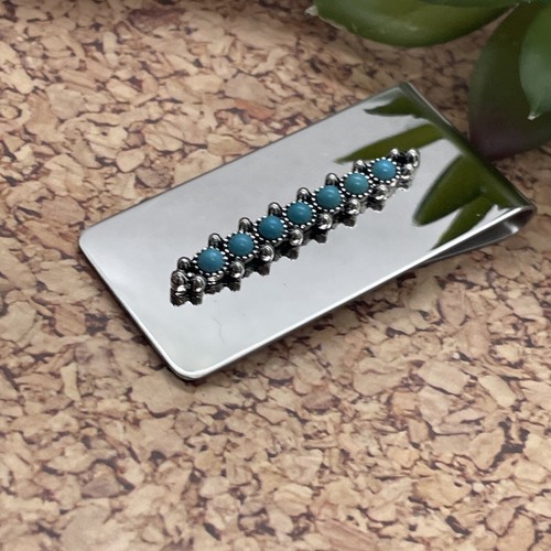 Dad Son Gift Native American Money Clip Stainless Steel Arrow Quality Turquoise