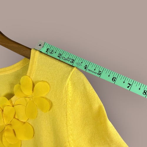 Mercer Street Studio Women's Yellow 3/4 Sleeve Cardigan Sweater SZ/S - Picture 10 of 12