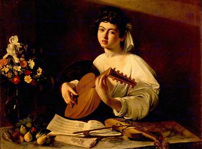 GEMÄLDE PORTRAIT STUDIE CARAVAGGIO LAUTENSPIELER POSTER KUNSTDRUCK BB12556A